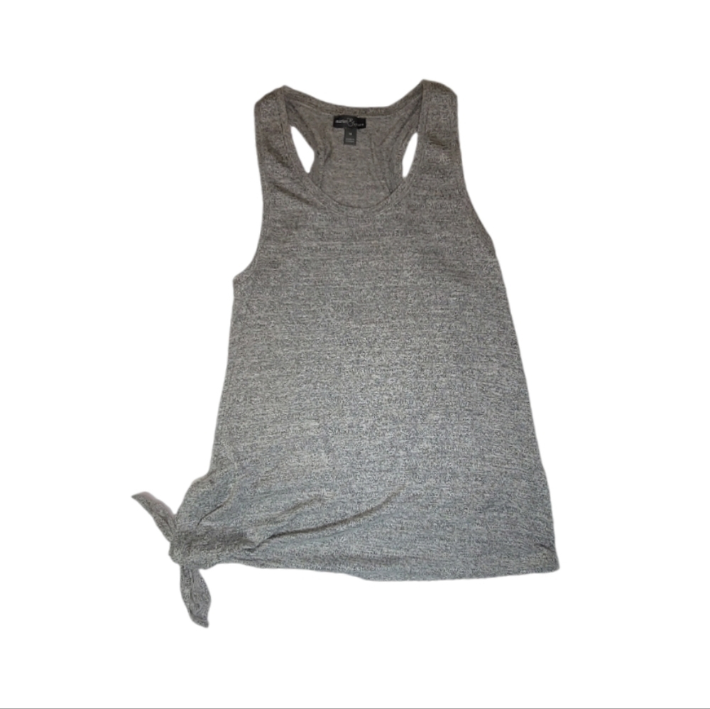 Market & Spruce Marl Grey Asymmetrical Side Tie Sleeveless Top Size Medium